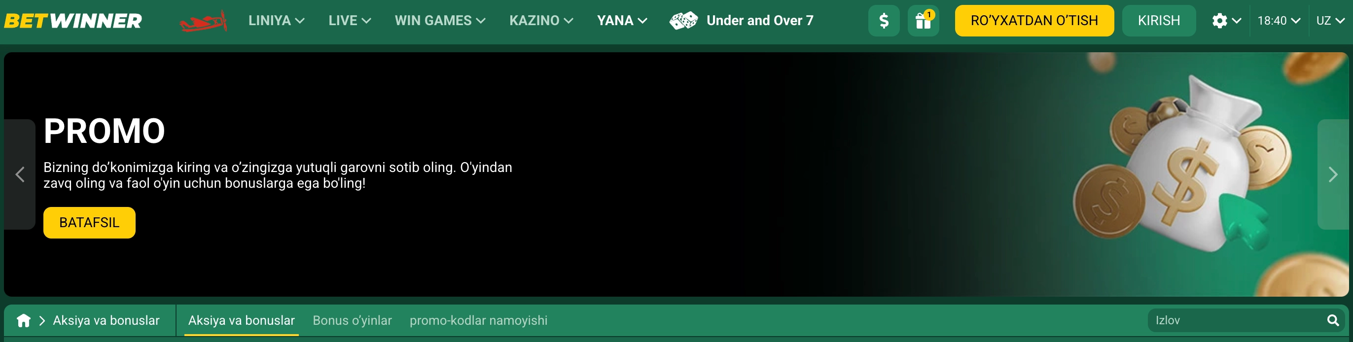 BetWinner Casino UZ – e-sport jonli tikish onlayn kazino 2026